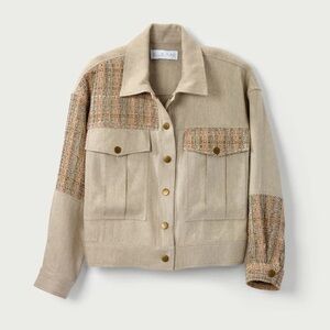 ELLIE MAE Kason Denim Jacket Silk/Linen Jacket Size XS